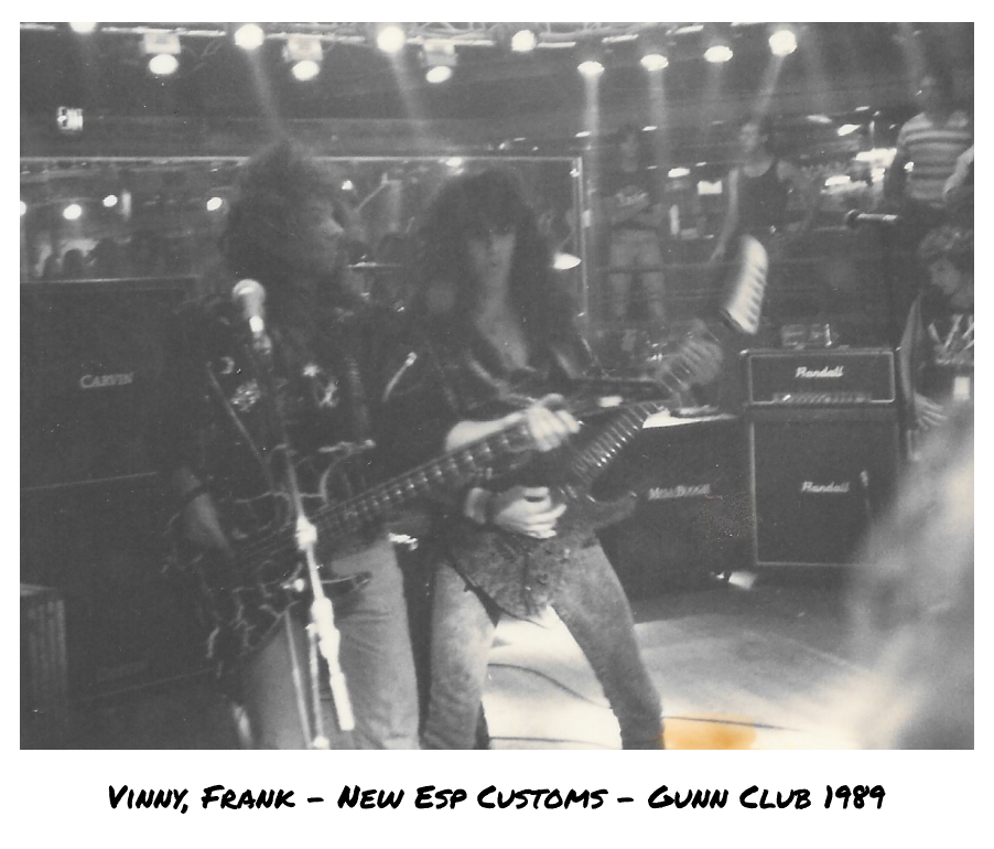 Vinny Frank performing with custom ESP guitars
